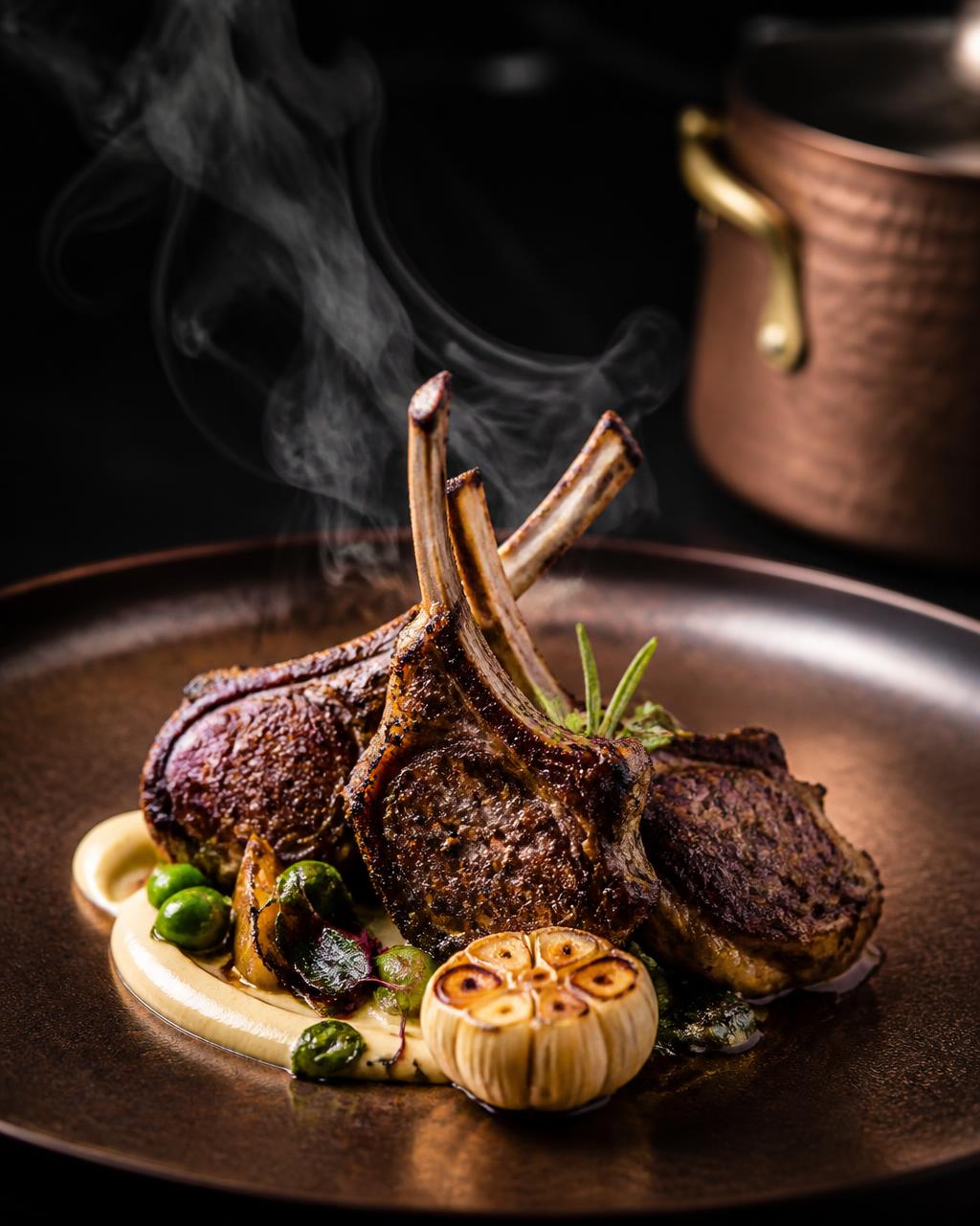 Charcoal grilled lamb chops