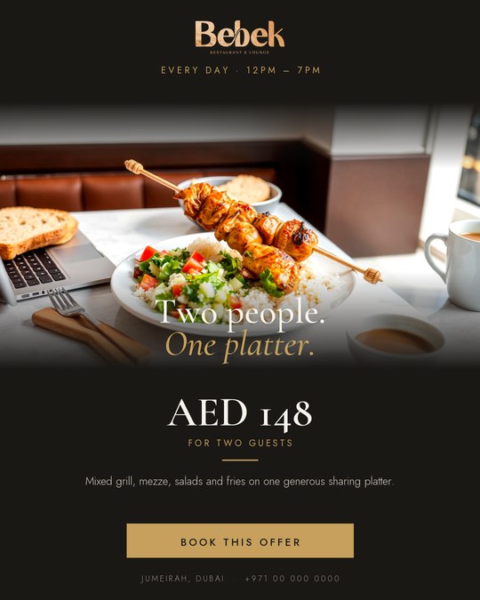 Lunch & Dinner AED 148 social media campaign mockup